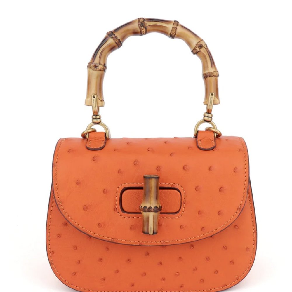 Rossie Viren Genuine Ostrich Skin Leather Crossbody Shoulder Bag Top Handle NWT